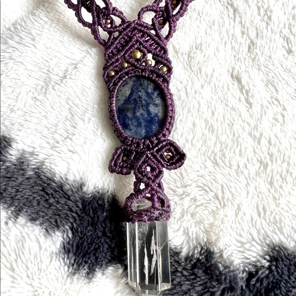 Sodalite + ST Quartz Hemp Necklace - Picture 5 of 6